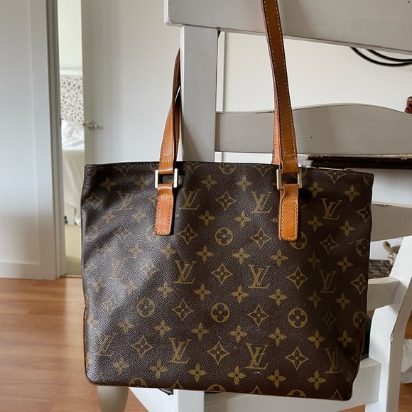 Louis Vuitton, Bags, Louis Vuitton Leather Bag Sd024 Brown And Gold  Monogram With Medium Tan Straps